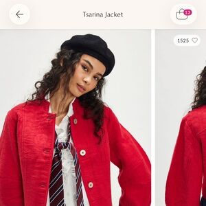 Tsarina Salsa Red Button-Up Blazer jacket